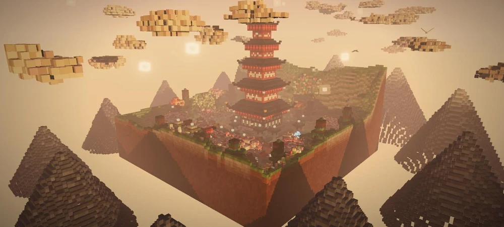 Pagoda in the Garden of Falling Blossoms — a voxel scene running in the browser